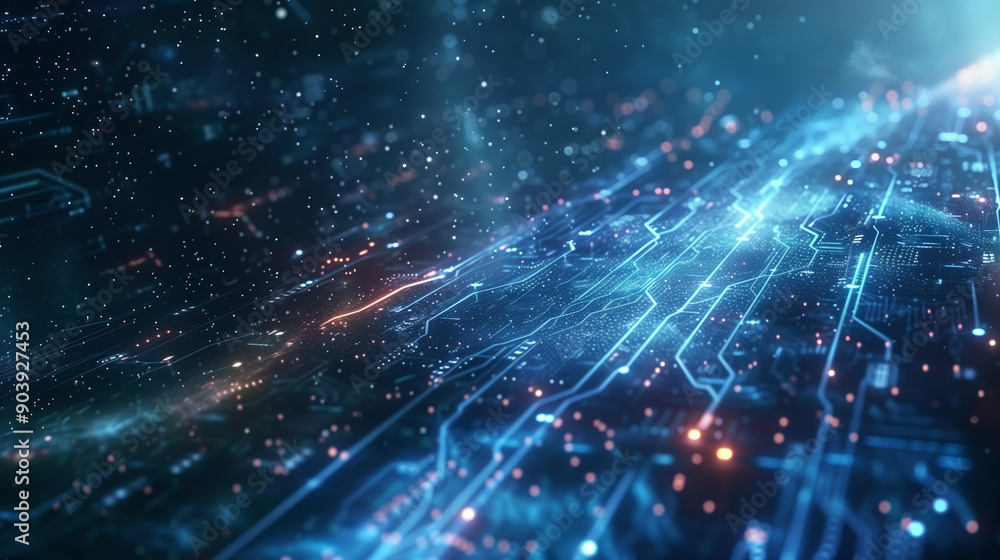 Poster detailed digital background animation for network security, iot, or general tech topics. space, gala