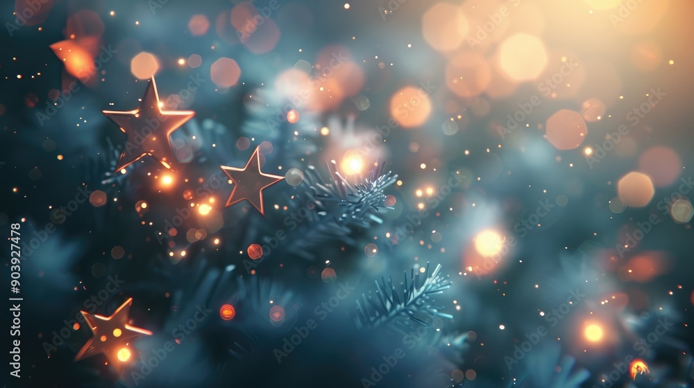 Poster bokeh stars in a blurry background
