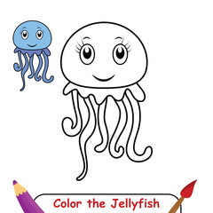 Color the Jellyfish drawing illustration. coloring book for kids. Jellyfish coloring page. vector illustration