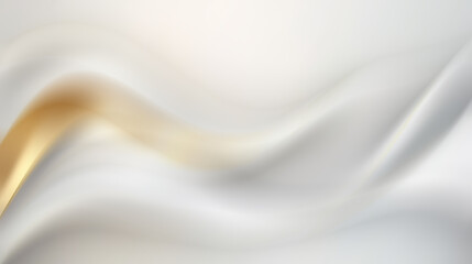 Abstract white and gold background with smooth flowing curves.