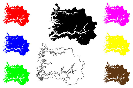 Sogn og Fjordane (Administrative divisions of Norway, Kingdom of Norway) map vector illustration, scribble sketch Sogn og Fjordane fylke map
