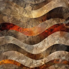 Abstract wavy pattern with brown, orange, and red colors