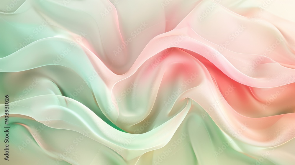 Poster a serene pattern forms as soft fabric waves in delicate pastel colors, creating an exquisite closeup