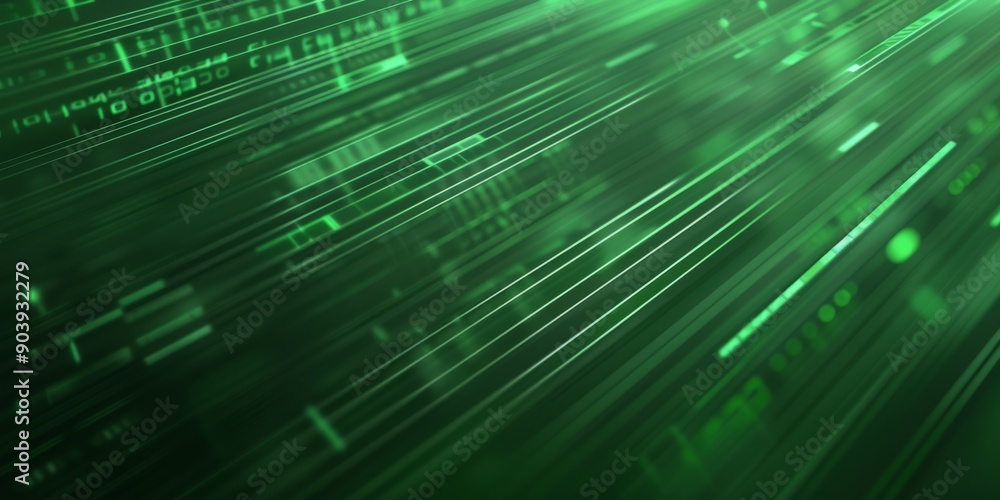 Poster digital streams in green symbolize innovation and connection for those with tech and data background