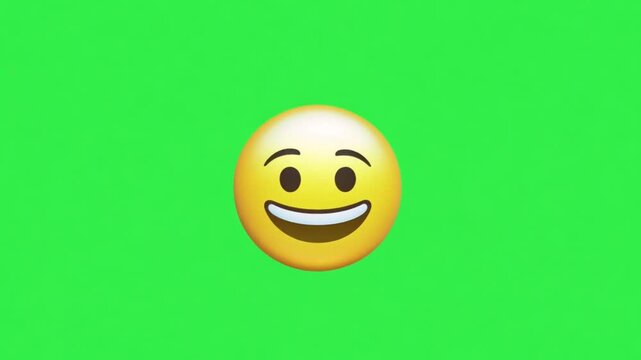 Happy laugh emotion icon animated emojis Social media icons symbol animation with green screen background. Happy smile emoji
