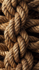 Fototapeta premium Intricate Knots on Rope Highlighting Detailed Texture in Close-Up