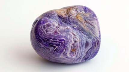 Fototapeta premium Polished Charoite Gemstone CloseUp, Natural Purple and White Patterns, Ideal for Jewelry Design and Decoration