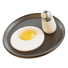 3D Fried Egg Isolated Icon Illustration Render