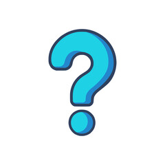 blue question mark flat color vector illustration template design