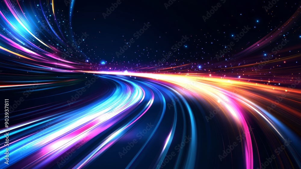 Poster a dynamic background with glowing lines and rays
