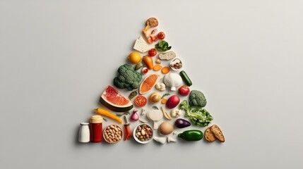 Colorful Paper-Cut Food Pyramid Illustration for Nutrition Education and Healthy Eating Concept, Generate Ai