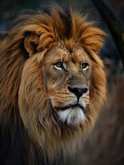 Naklejka premium Majestic lion raising head showing power and dominance