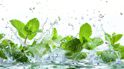 fresh water splash on green leaves 