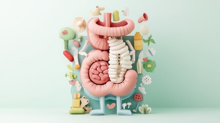 Paper Cutouts Depicting Human Digestive System for Biology Education on Digestive Process Exploration, Generate Ai