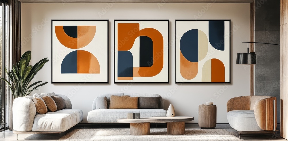 Aufkleber posters with abstract geometric patterns. modern design.