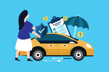 Naklejka premium Auto insurance concept. Car service and repair, safety and security service