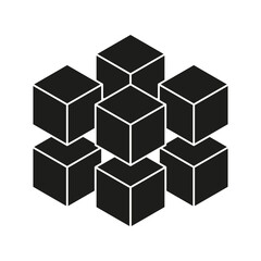 Obraz premium Black cube icons. Geometric vector shapes. Abstract 3D design. Monochrome block illustration.