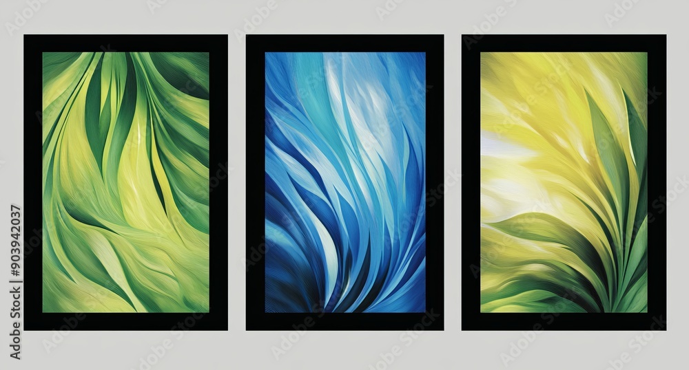 Poster an abstract pattern set of three vertical banners in bright colors