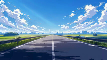 Fototapeta premium Highway in The Netherlands, a flat landscape with meadows