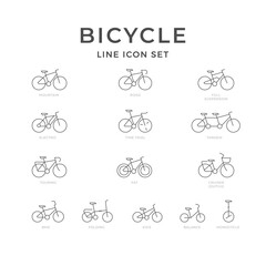 Set line icons of bicycle