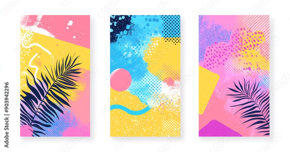 Poster a set of three retro-style abstract geometric posters.