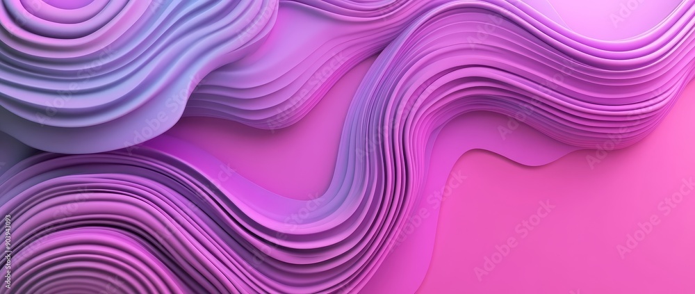 Poster design concept for design and print of purple and pink waves flowing against a gradient background. 
