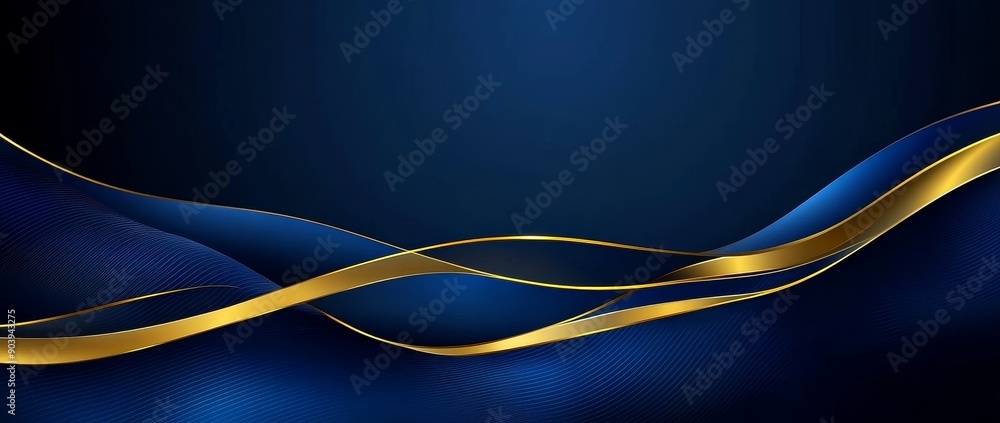 Poster the abstract design features flowing gold and white lines, a luxurious visual effect. suitable for h