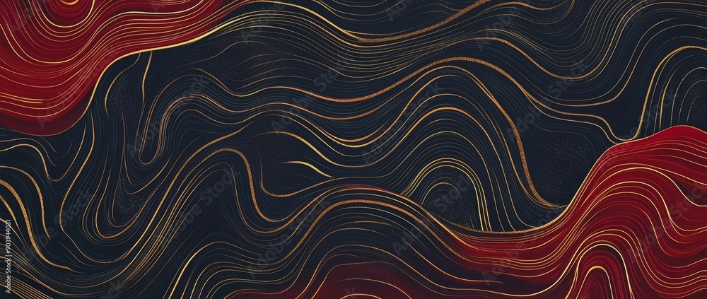 Poster the design concept of this elegant abstract design concept features luxurious gold and red curved la