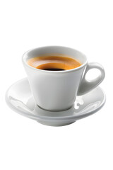 Obraz premium A cup of coffee, a realistic advertising shot espresso served in a miniature cup. realistic photo, hd, white background, side view, deep of field