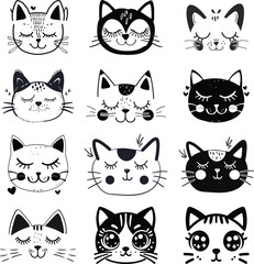 Fototapeta premium Artistic Cat Face in Black and White Style