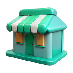 store house 3d cartoon style illustration
