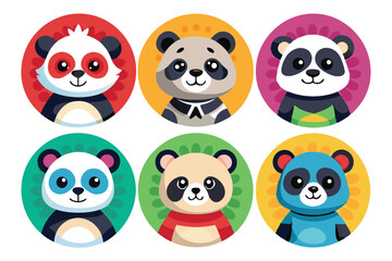 Fototapeta premium Cute panda character set with various poses and expressions perfect for children's book illustrations or educational materials.