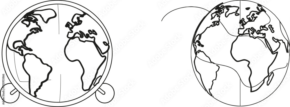 Poster A single continuous line drawing illustrating a globe and a search. This is a minimalist web banner, poster, card, or line art background. A World Wide Web day modern illustration.