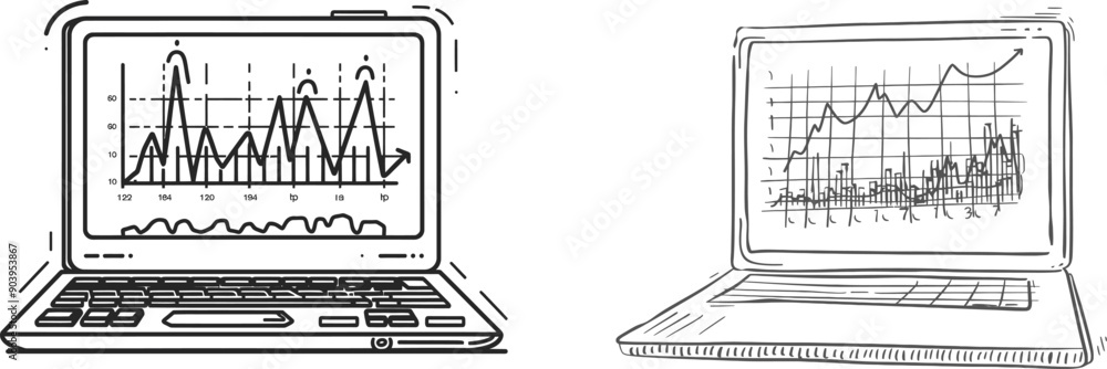 Aufkleber The concept of the illustration is the growth of stock finance on a white background with one continuous line. Modern illustration of an indicator graph with a continuous line drawn in a minimal