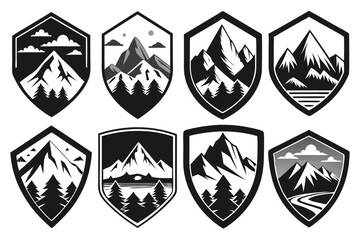 Mountain silhouette vector for logo and badge, wanderlust or trekking symbol