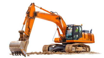 Excavator on transparent background