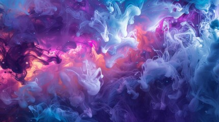 Abstract colorful ink swirling in water, creating vibrant patterns.