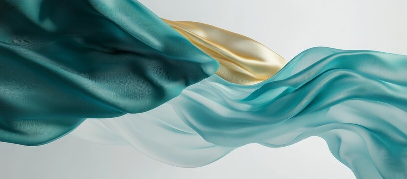 Glass fluid forms are abstracted on a blue and green background.