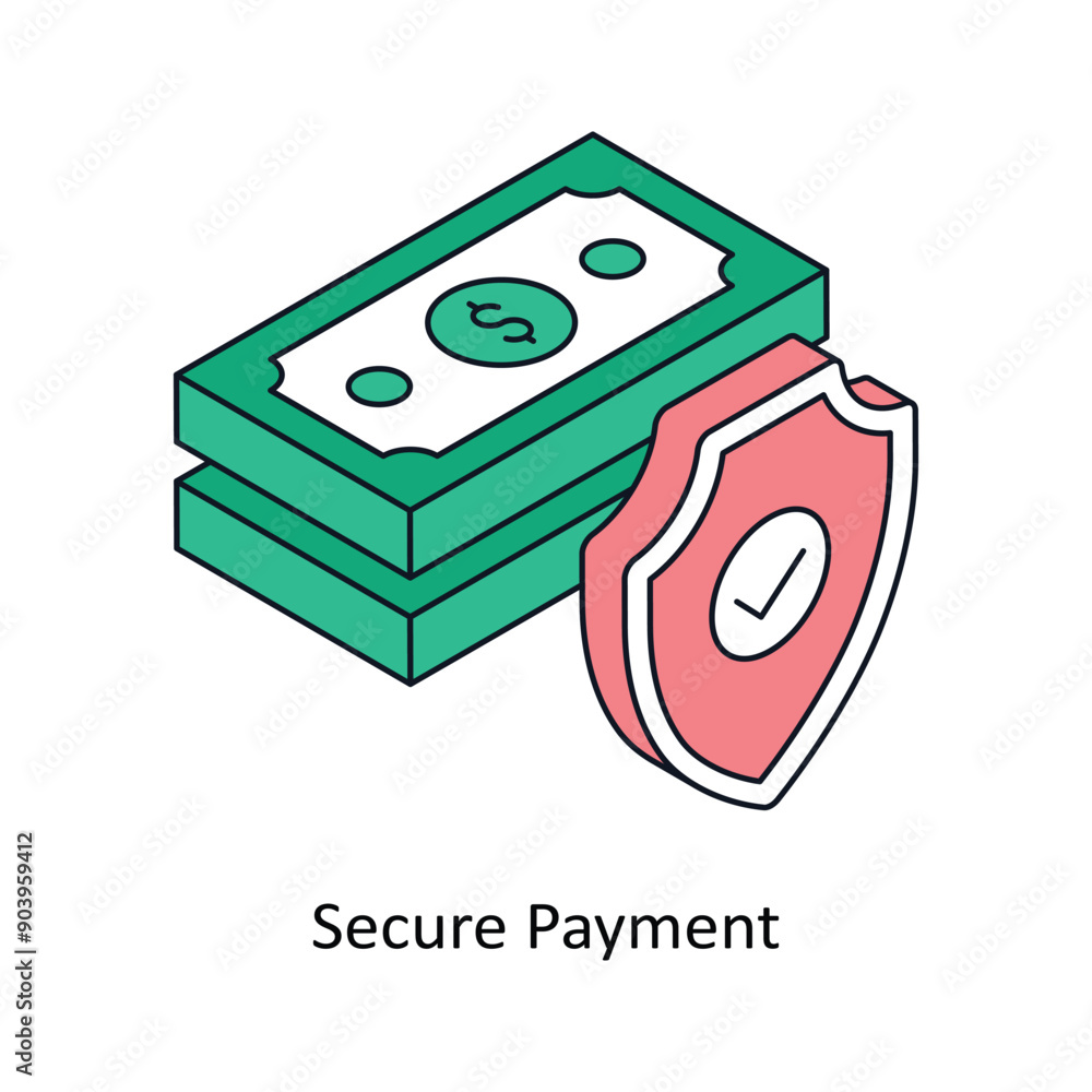 Poster secure payment isometric style icon. symbol on white background eps 10 file