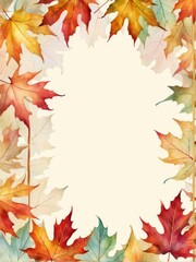 Autumn card, form, flyer, background with colorful leaves with free space for text, watercolor style, vector illustration, retro, vintage.