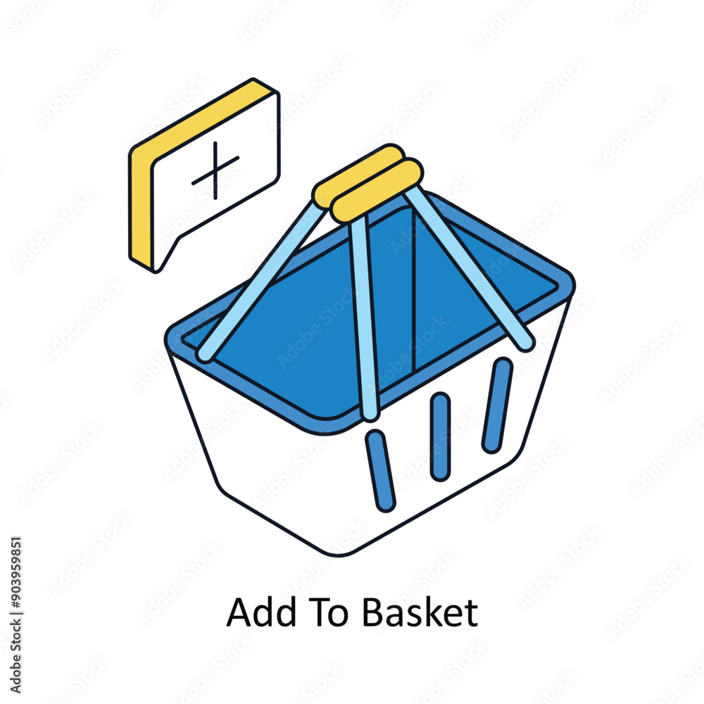 Poster add to basket isometric style icon. symbol on white background eps 10 file