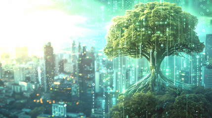 Obraz premium AI-powered systems transforming environmental data into actionable insights for climate change and sustainability efforts