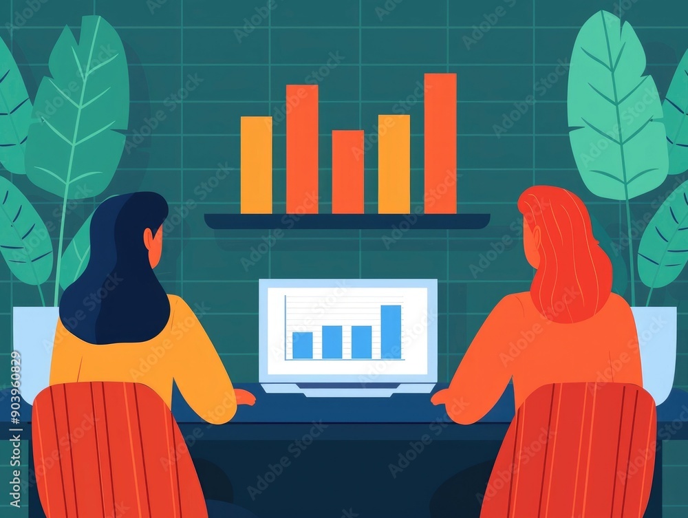 Poster of a modern office team collaborating on seo strategy and data analytics the image depicts professio