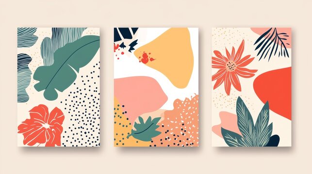 Printed abstract artwork in dark beige and orange colors with geometric patterns