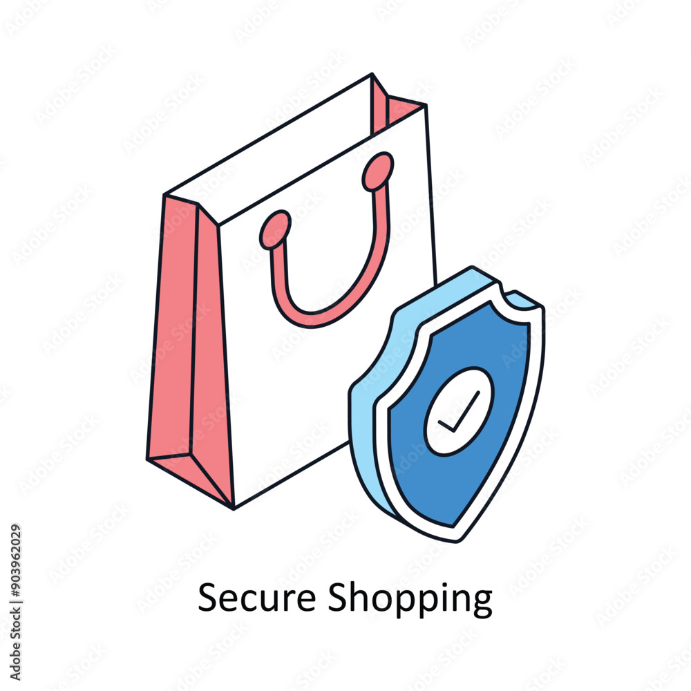 Poster secure shopping isometric style icon. symbol on white background eps 10 file