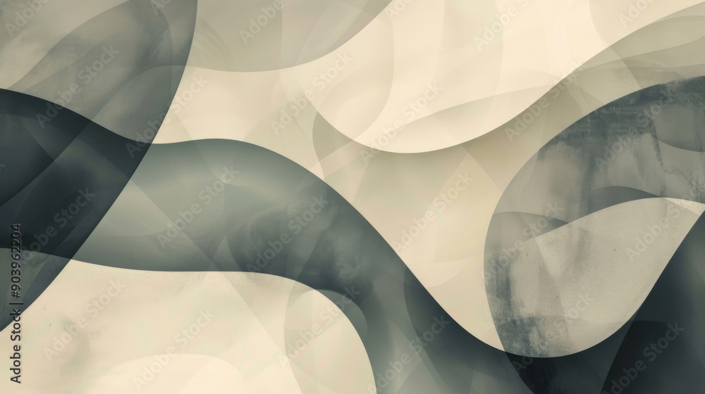 Poster Abstract background with overlapping translucent shapes in muted tones.
