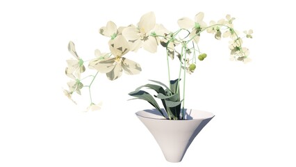 Illustration of flowers in a vase for table decoration in a room