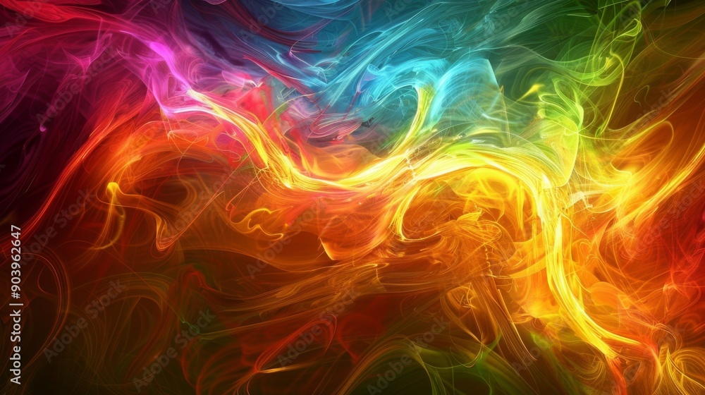 Poster abstract background with swirling, vibrant colors creating a dynamic flow.