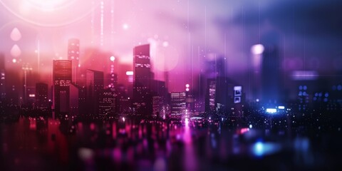 Fototapeta premium Vibrant futuristic cityscape featuring dazzling neon lights and towering skyscrapers in a night scene.