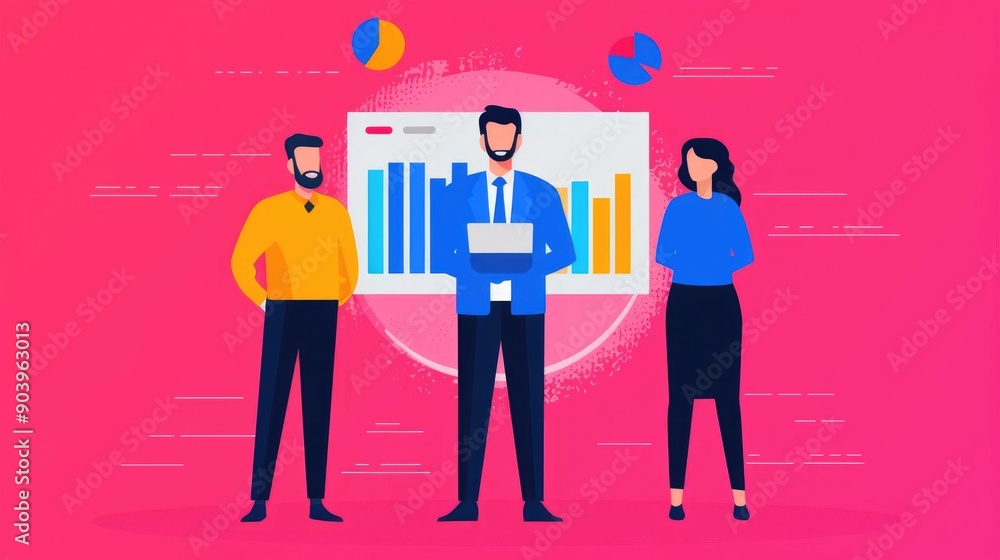 Aufkleber corporate business strategy planning session with seo experts team analyzing data graphs and charts 